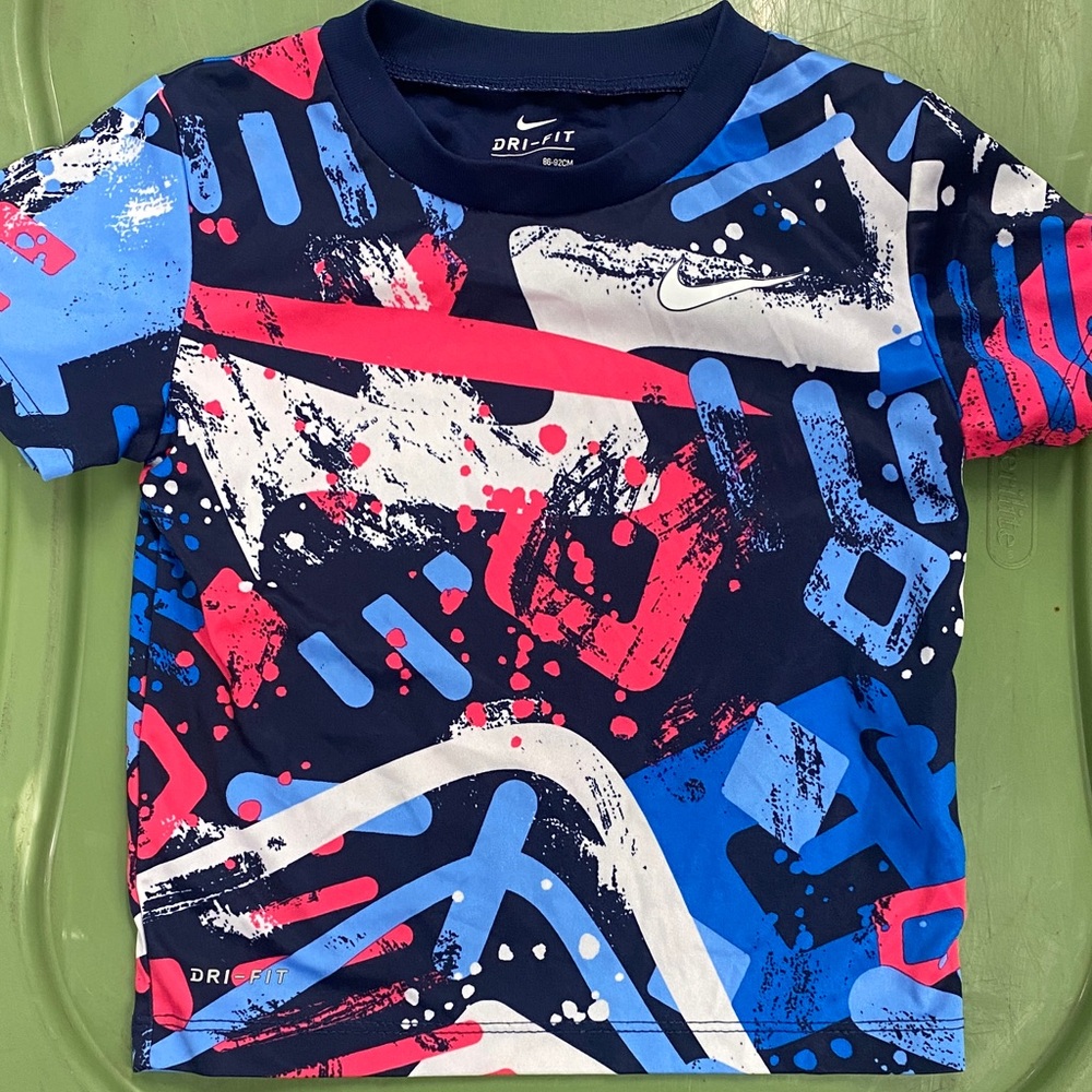 Nike Kids' Navy and Pink Abstract Tee